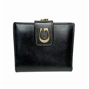 Gucci Horsebit Black Leather Kisslock Wallet w/ Gold Hardware
